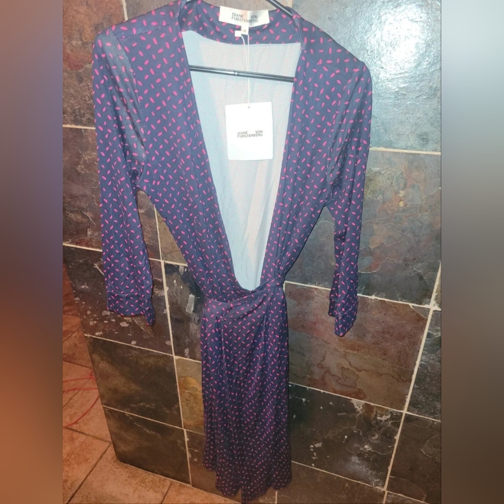 NWT DVF Diane Von Furstenberg Julian Two Bromley Dot Alexander Navy Dress Sz 10
